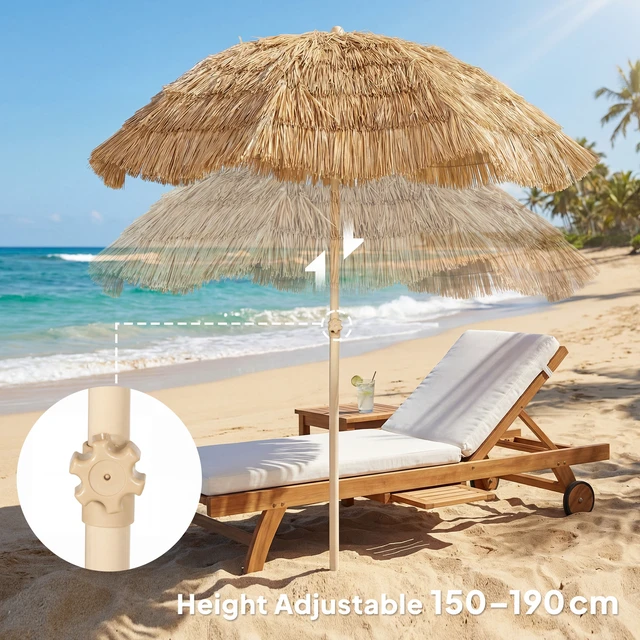 Alt view image 3 of 7 - Tiki Umbrella, Outdoor Hawaiian Patio Umbrella with Ribs Carry Bag Outdoor Tiki Bar Tropical Palapa for Pool Beach