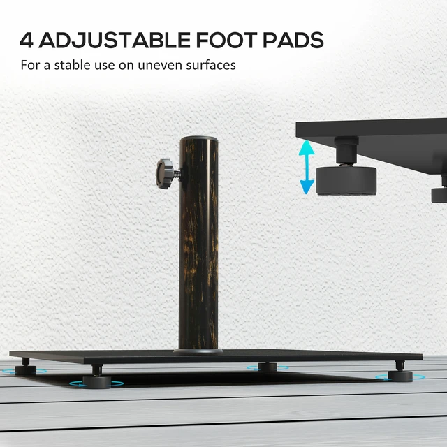 Alt view image 5 of 7 - Square Patio Umbrella Base, 29 LBS Metal Umbrella Stand Base with Adjustable Foot Pads Heavy Duty Patio Holder for 1.9