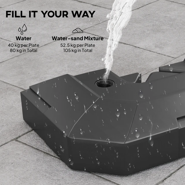 Alt view image 5 of 7 - 2 Piece Cantilever Offset Patio Umbrella Base Weight Set, 231 lb Heavy Duty Fillable Outdoor Offset Umbrella Weights