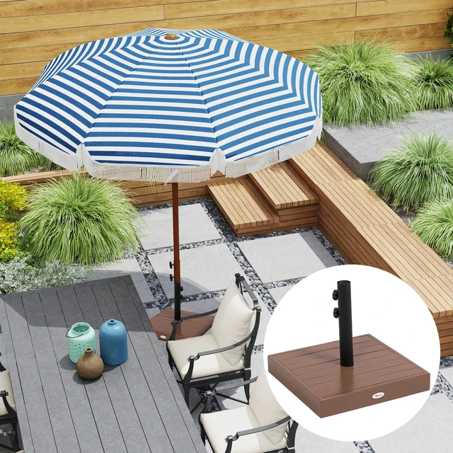 Alt view image 4 of 7 - Square Patio Umbrella Base, 42 LBS Heavy Duty Umbrella Base with Holder for 1.5 Inch Poles for Outdoor Lawn Poolside