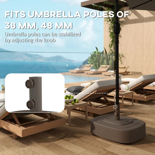 Alt view image 4 of 7 - Patio Umbrella Base with Wheels, Umbrella Stand with 110 LBS Sand 86 LBS Water Filled Outdoor Stand Holder for 1.9 Inch