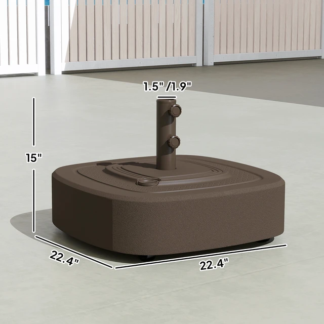Alt view image 7 of 7 - Patio Umbrella Base with Wheels, Umbrella Stand with 110 LBS Sand 86 LBS Water Filled Outdoor Stand Holder for 1.9 Inch
