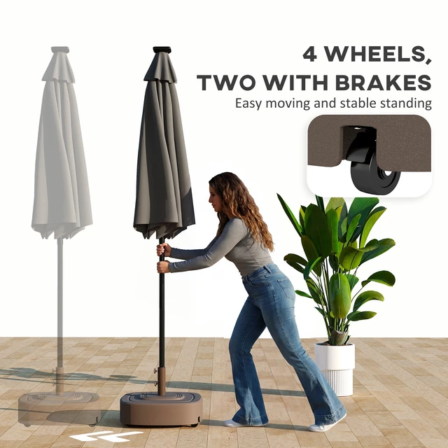 Alt view image 6 of 7 - Patio Umbrella Base with Wheels, Umbrella Stand with 110 LBS Sand 86 LBS Water Filled Outdoor Stand Holder for 1.9 Inch