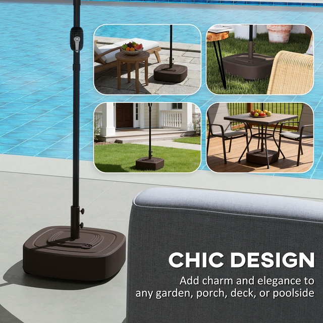 Alt view image 3 of 7 - Patio Umbrella Base with Wheels, Umbrella Stand with 110 LBS Sand 86 LBS Water Filled Outdoor Stand Holder for 1.9 Inch
