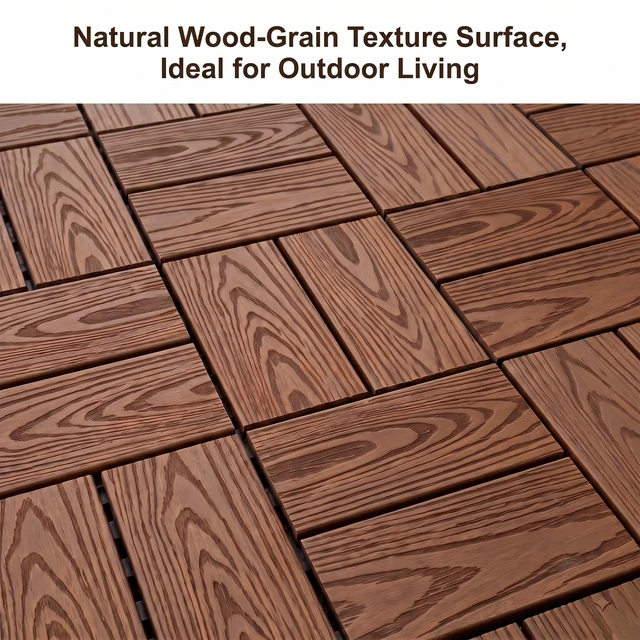 Alt view image 6 of 7 - WPC Interlocking Deck Tiles Pack, Inchx 11.8 Inch Waterproof Patio Flooring All Weather Composite Decking Tiles