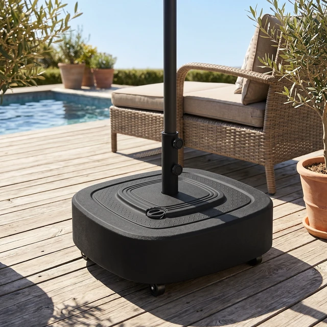 Alt view image 2 of 7 - Patio Umbrella Base with Wheels, Umbrella Stand with 110 LBS Sand 86 LBS Water Filled Outdoor Stand Holder for 1.9 Inch