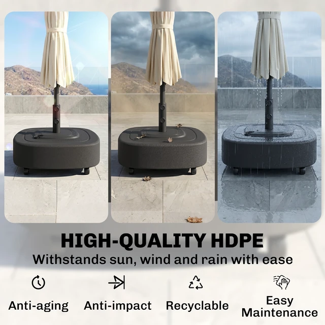 Alt view image 3 of 7 - Patio Umbrella Base with Wheels, Umbrella Stand with 110 LBS Sand 86 LBS Water Filled Outdoor Stand Holder for 1.9 Inch
