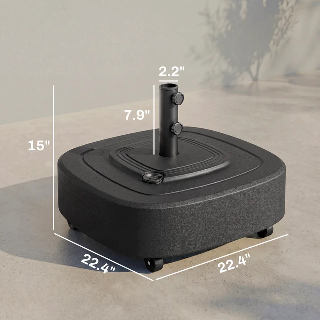 Alt view image 7 of 7 - Patio Umbrella Base with Wheels, Umbrella Stand with 110 LBS Sand 86 LBS Water Filled Outdoor Stand Holder for 1.9 Inch