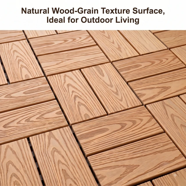 Alt view image 6 of 7 - WPC Interlocking Deck Tiles Pack, Inchx 11.8 Inch Waterproof Patio Flooring All Weather Composite Decking Tiles