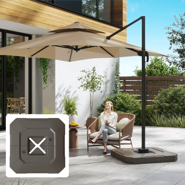 Alt view image 7 of 7 - 2 Piece Cantilever Offset Patio Umbrella Base Weight Set, 231 lb Heavy Duty Fillable Outdoor Offset Umbrella Weights
