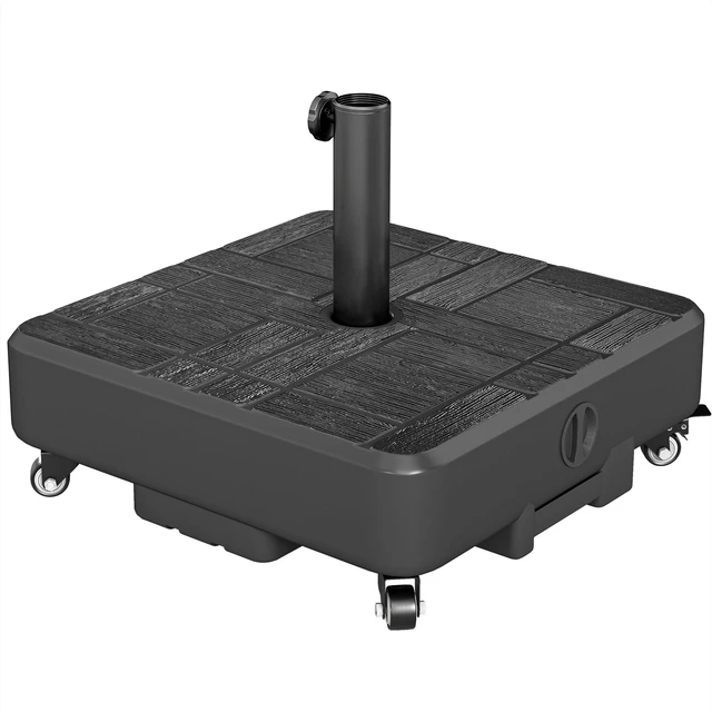 Main image of Refined Wood Grain Patio Umbrella Base with Wheels, Heavy Duty Outdoor Umbrella Stand for 6 to 13 ft Fillable 62 LBS