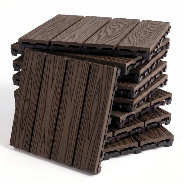 Main image of WPC Interlocking Deck Tiles Pack, Inchx 11.8 Inch Waterproof Patio Flooring All Weather Composite Decking Tiles