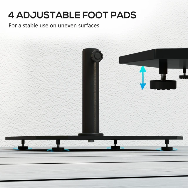 Alt view image 6 of 7 - Square Patio Umbrella Base, 41 LBS Metal Umbrella Stand Base with Adjustable Foot Pads Heavy Duty Patio Holder for 1.9