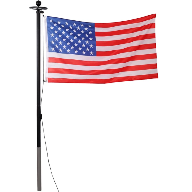 Alt view image 2 of 7 - Flagpole for Outside in Ground, Gauge Heavy Duty Flag Pole Kit with LED Ultra Bright Solar Thickened Usa Flag Mph