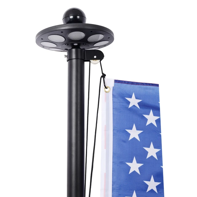 Alt view image 3 of 7 - Flagpole for Outside in Ground, Gauge Heavy Duty Flag Pole Kit with LED Ultra Bright Solar Thickened Usa Flag Mph