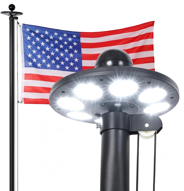Main image of Flagpole for Outside in Ground, Gauge Heavy Duty Flag Pole Kit with LED Ultra Bright Solar Thickened Usa Flag Mph