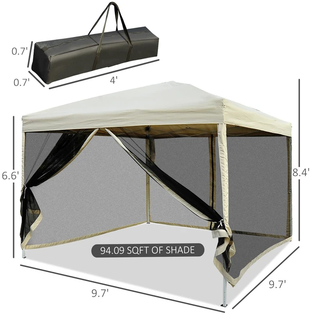 Main image of Canopy Tent with Netting, Instant Screen, Beige, Polyester, Canopies