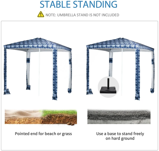 Alt view image 2 of 7 - Quick Beach Cabana Canopy Umbrella, Easy Assembly Sun Shade Shelter with Sandbags and Carry Bag Fits Kids and Family
