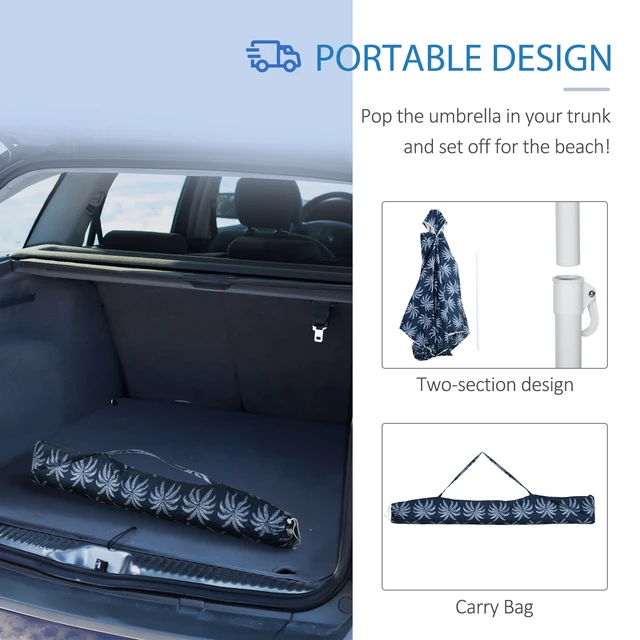 Alt view image 3 of 7 - Quick Beach Cabana Canopy Umbrella, Easy Assembly Sun Shade Shelter with Sandbags and Carry Bag Fits Kids and Family