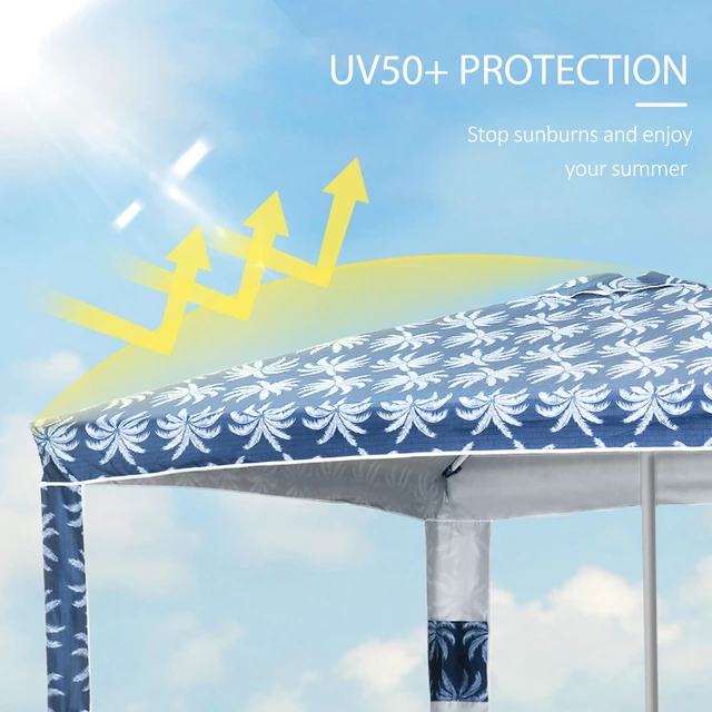 Alt view image 6 of 7 - Quick Beach Cabana Canopy Umbrella, Easy Assembly Sun Shade Shelter with Sandbags and Carry Bag Fits Kids and Family