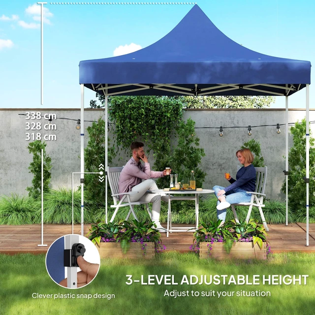 Alt view image 5 of 7 - 10 Heavy Duty Pop Canopy Tent with Sidewall, Instant Sun Shelter, Blue, Metal, Canopies