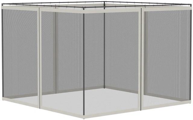 Main image of 10 Universal Replacement Mesh Sidewall Netting for Patio Gazebos and Canopy Tents with Zippers, Sidewall Only, White