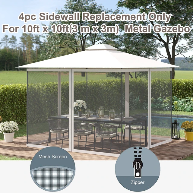 Alt view image 6 of 7 - 10 Universal Replacement Mesh Sidewall Netting for Patio Gazebos and Canopy Tents with Zippers, Sidewall Only, White