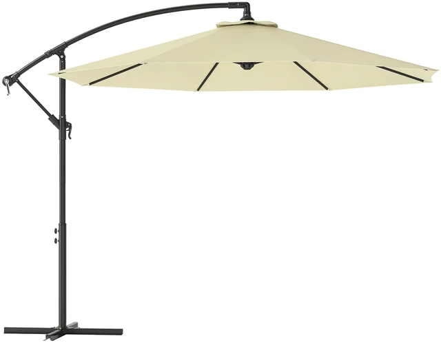 Main image of Cantilever Hanging Tilt Offset Patio Umbrella with and Water Fighting Material and Cross Base Weight Not Included