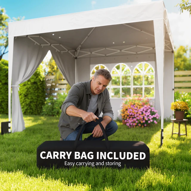 Alt view image 2 of 7 - 10 ft Pop Canopy Tent with Sidewalls, Outdoor Portable Instant Canopy Shelter with Carry Bag Sandbags Adjustable