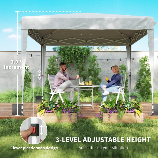 Alt view image 3 of 7 - 10 ft Pop Canopy Tent with Sidewalls, Outdoor Portable Instant Canopy Shelter with Carry Bag Sandbags Adjustable