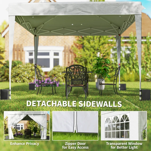 Alt view image 6 of 7 - 10 ft Pop Canopy Tent with Sidewalls, Outdoor Portable Instant Canopy Shelter with Carry Bag Sandbags Adjustable