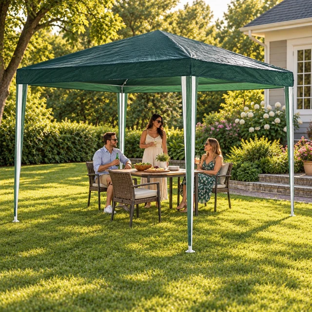 Alt view image 3 of 5 - 10 Outdoor Garden Gazebo Wedding Party Tent Canopy Marquee Without Sidewalls, White Green, Metal