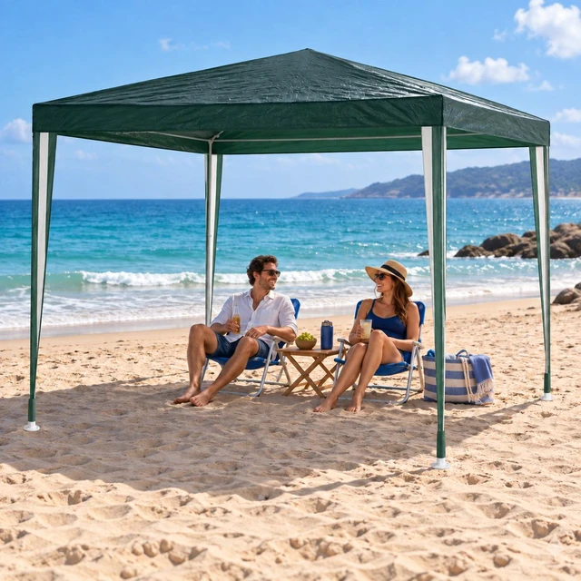 Alt view image 2 of 5 - 10 Outdoor Garden Gazebo Wedding Party Tent Canopy Marquee Without Sidewalls, White Green, Metal