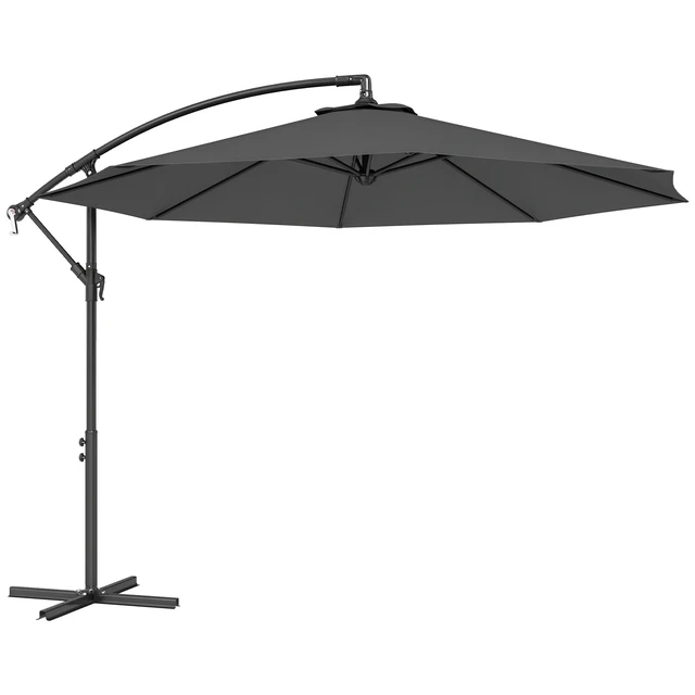 Alt view image 3 of 7 - Cantilever Hanging Tilt Offset Patio Umbrella with and Water Fighting Material and Cross Base Weight Not Included