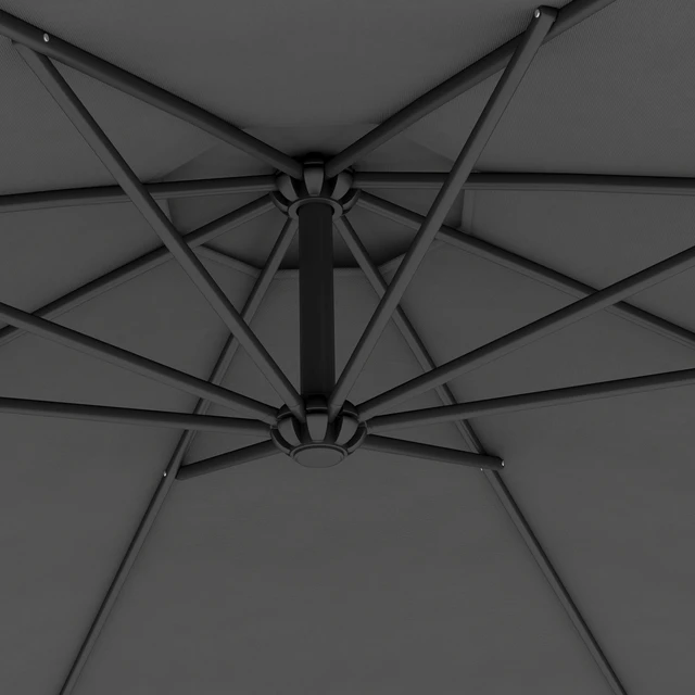 Alt view image 4 of 7 - Cantilever Hanging Tilt Offset Patio Umbrella with and Water Fighting Material and Cross Base Weight Not Included