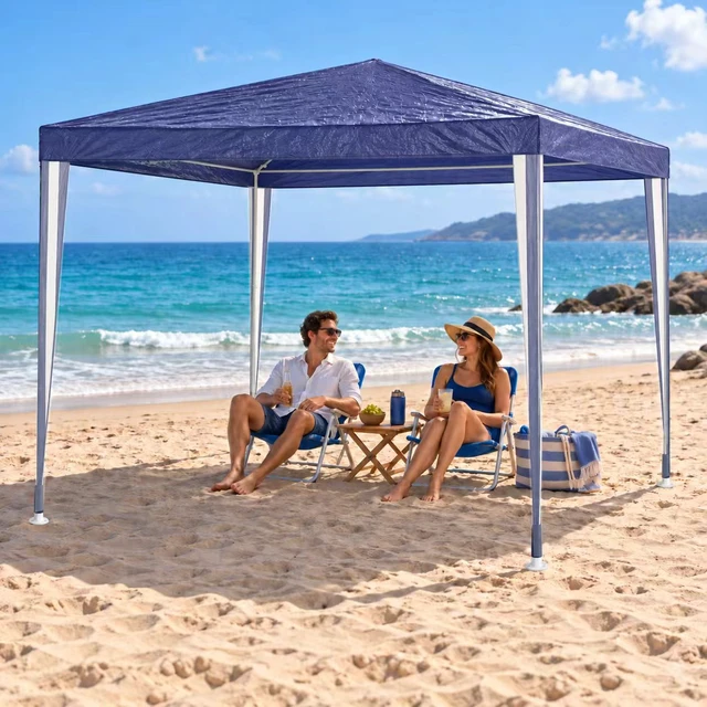 Alt view image 2 of 5 - 10 Outdoor Garden Gazebo Wedding Party Tent Canopy Marquee Without Sidewalls, White Blue, Metal