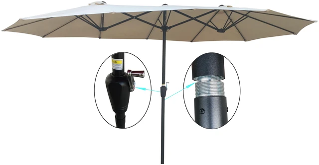 Main image of 15 9 ft Double Sided Patio Umbrella Outdoor Market Table Garden Extra Large Waterproof Twin Umbrellas with Crank