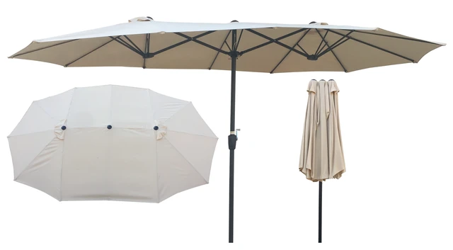 Alt view image 3 of 6 - 15 9 ft Double Sided Patio Umbrella Outdoor Market Table Garden Extra Large Waterproof Twin Umbrellas with Crank