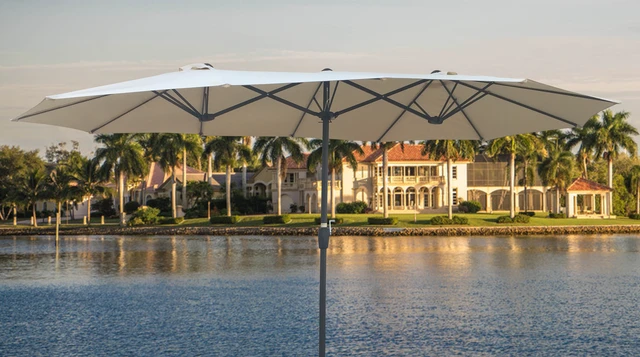 Alt view image 6 of 6 - 15 9 ft Double Sided Patio Umbrella Outdoor Market Table Garden Extra Large Waterproof Twin Umbrellas with Crank