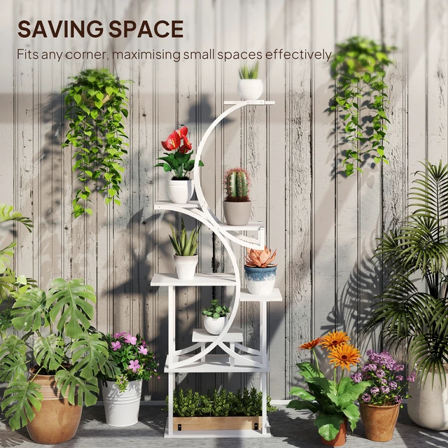 Alt view image 4 of 7 - 8 Tier Plant Stand Indoor, 62 Inch Tall Plant Shelf Shaped Rack for Multiple Corner Flower Holder with Steel Frame