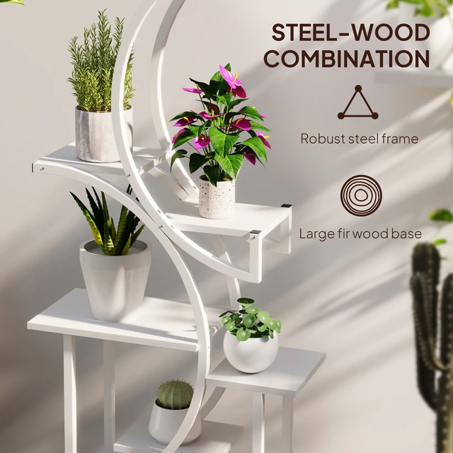 Alt view image 5 of 7 - 8 Tier Plant Stand Indoor, 62 Inch Tall Plant Shelf Shaped Rack for Multiple Corner Flower Holder with Steel Frame