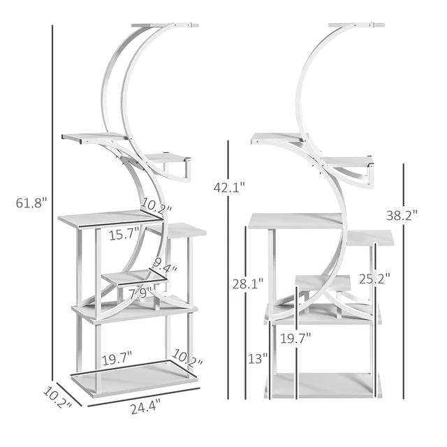 Alt view image 7 of 7 - 8 Tier Plant Stand Indoor, 62 Inch Tall Plant Shelf Shaped Rack for Multiple Corner Flower Holder with Steel Frame