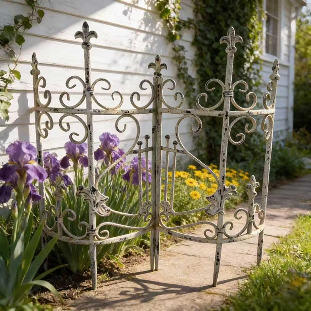 Main image of Sungmor Inchby 28.34 Inch Iron Garden Fence, Pretty Decorative Fence Pannels Outdoor Yard Landscape Pathway Border