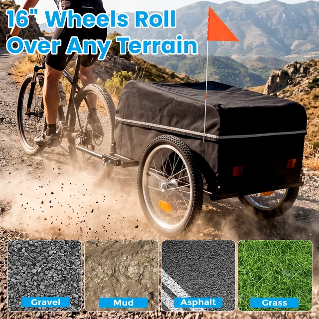 Alt view image 5 of 7 - Bike Cargo Trailer Vehicle Designed for Carrying Small Loads That Can Towed Attaching the Rear Bicycle Pulled Manually