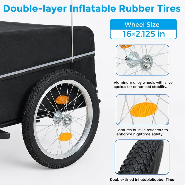 Alt view image 6 of 7 - Bike Cargo Trailer Vehicle Designed for Carrying Small Loads That Can Towed Attaching the Rear Bicycle Pulled Manually