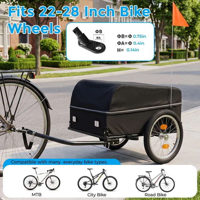 Alt view image 4 of 7 - Bike Cargo Trailer Vehicle Designed for Carrying Small Loads That Can Towed Attaching the Rear Bicycle Pulled Manually