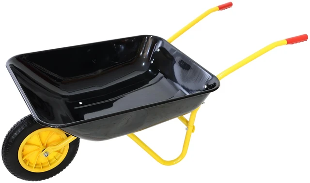 Main image of Steel Tray Wheel Barrow Trolley for Garden 12 Inch Pneumatic Wheel, Yellow Black, ABS and Steel, Garden Carts
