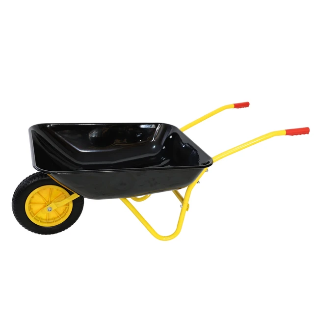 Alt view image 6 of 7 - Steel Tray Wheel Barrow Trolley for Garden 12 Inch Pneumatic Wheel, Yellow Black, ABS and Steel, Garden Carts