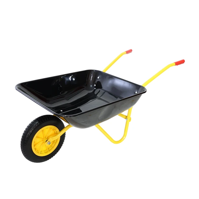 Alt view image 5 of 7 - Steel Tray Wheel Barrow Trolley for Garden 12 Inch Pneumatic Wheel, Yellow Black, ABS and Steel, Garden Carts