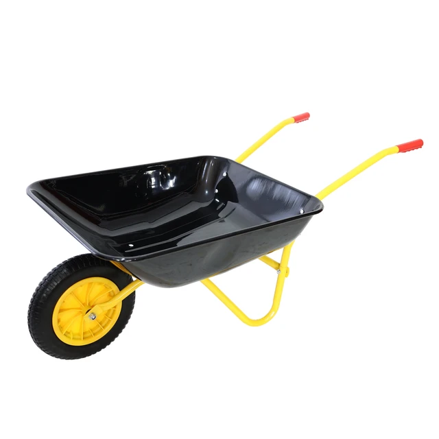 Alt view image 2 of 7 - Steel Tray Wheel Barrow Trolley for Garden 12 Inch Pneumatic Wheel, Yellow Black, ABS and Steel, Garden Carts